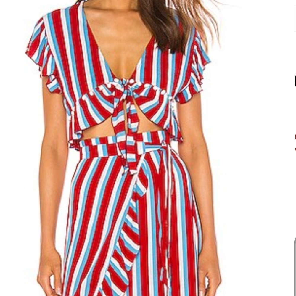 Lovers + Friends Red and Blue Striped Dress